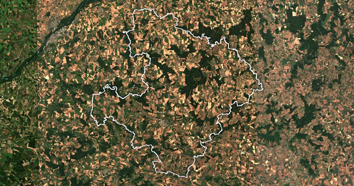 Satellitenbild mit eingezeichneter Grenze: Oblast Rasgrad