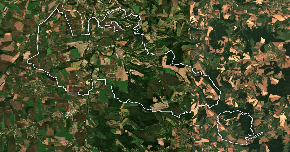Satellitenbild mit eingezeichneter Grenze: Bjala (Ruse)