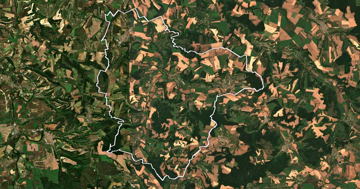 Satellitenbild mit eingezeichneter Grenze: Dve Mogili