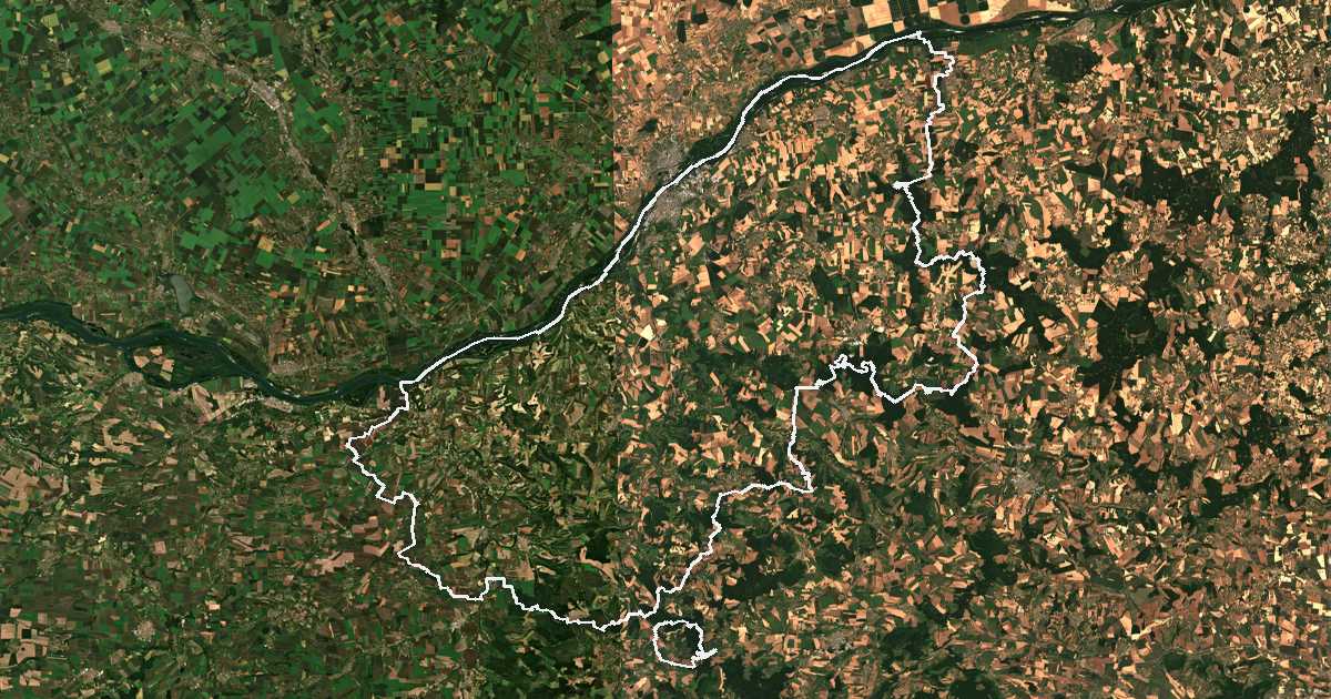 Satellitenbild mit eingezeichneter Grenze: Oblast Russe