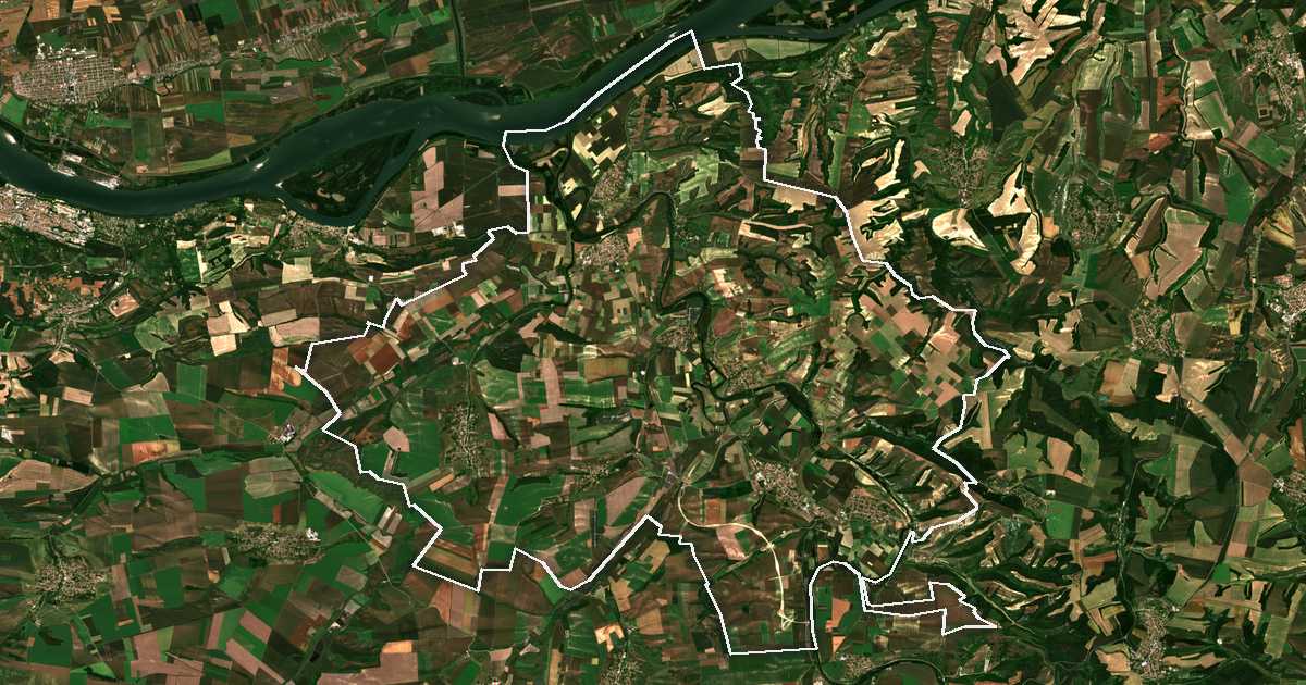 Satellitenbild mit eingezeichneter Grenze: Cenovo