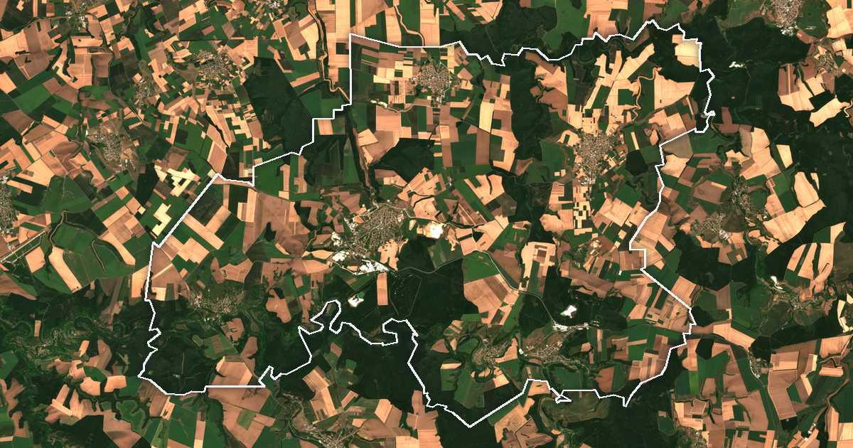 Satellitenbild mit eingezeichneter Grenze: Vetovo