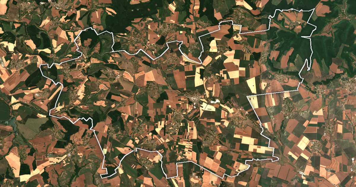 Satellitenbild mit eingezeichneter Grenze: Hitrino