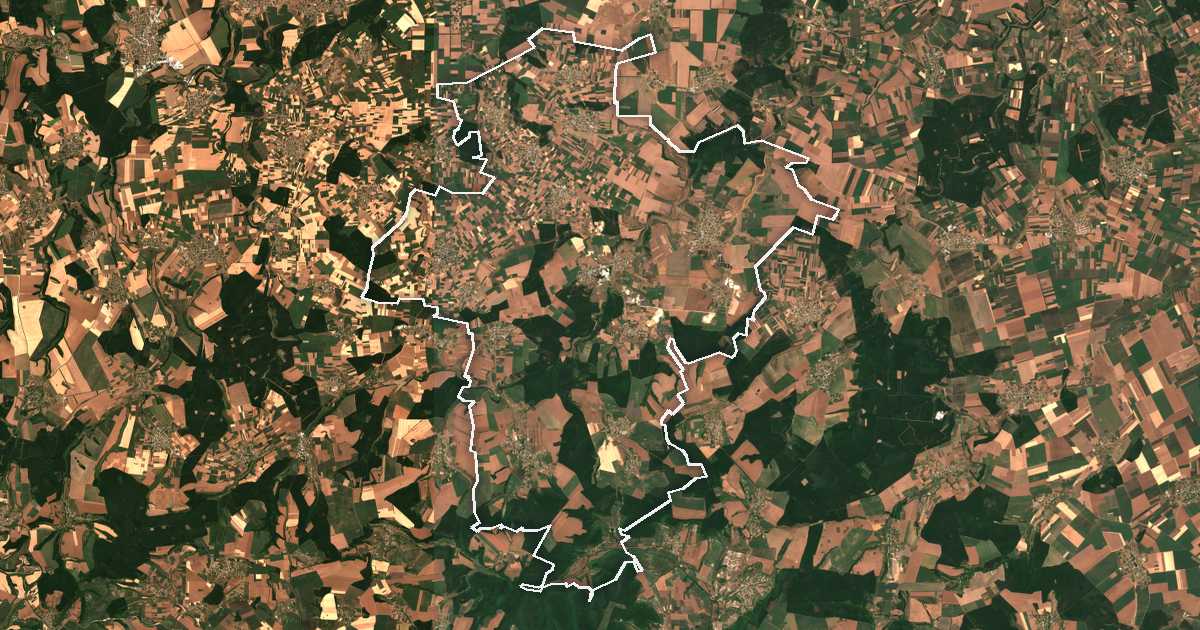 Satellitenbild mit eingezeichneter Grenze: Kaolinovo