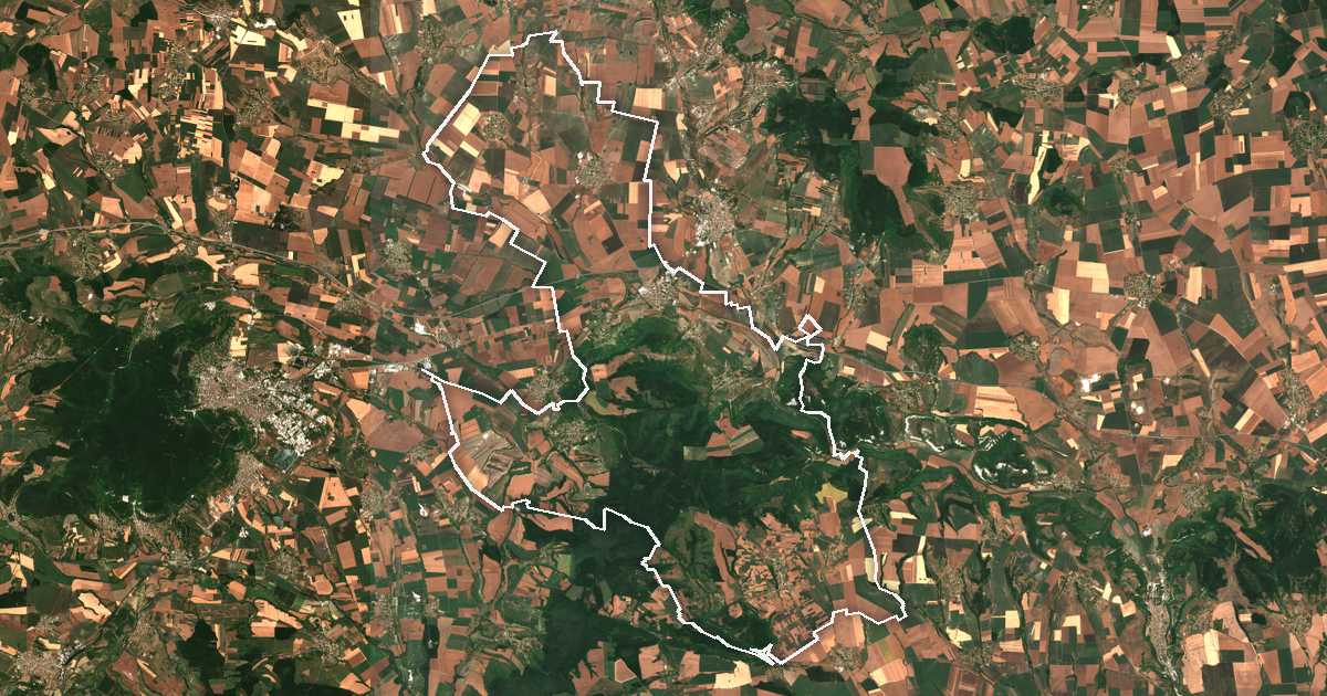 Satellitenbild mit eingezeichneter Grenze: Kaspičan