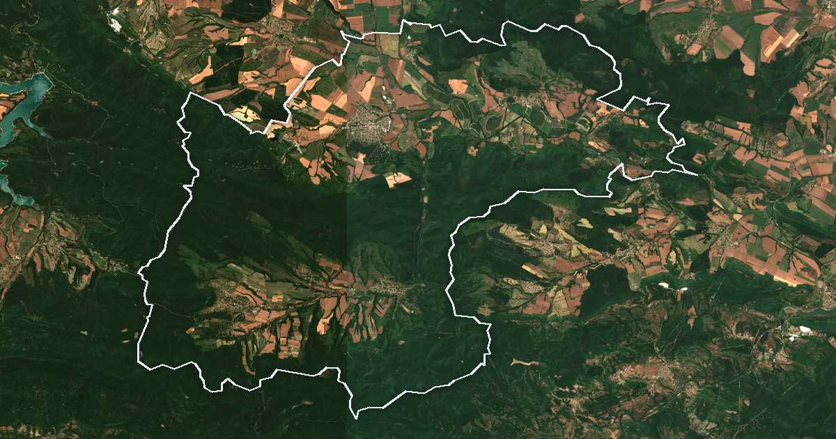 Satellitenbild mit eingezeichneter Grenze: Smjadovo