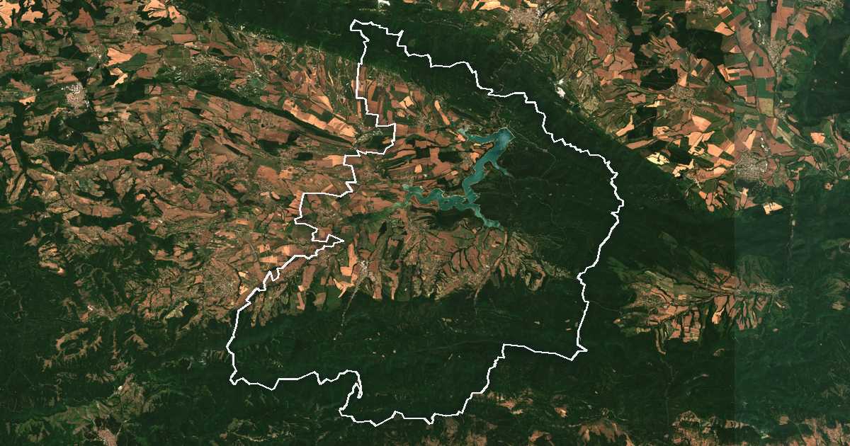 Satellitenbild mit eingezeichneter Grenze: Vǎrbica