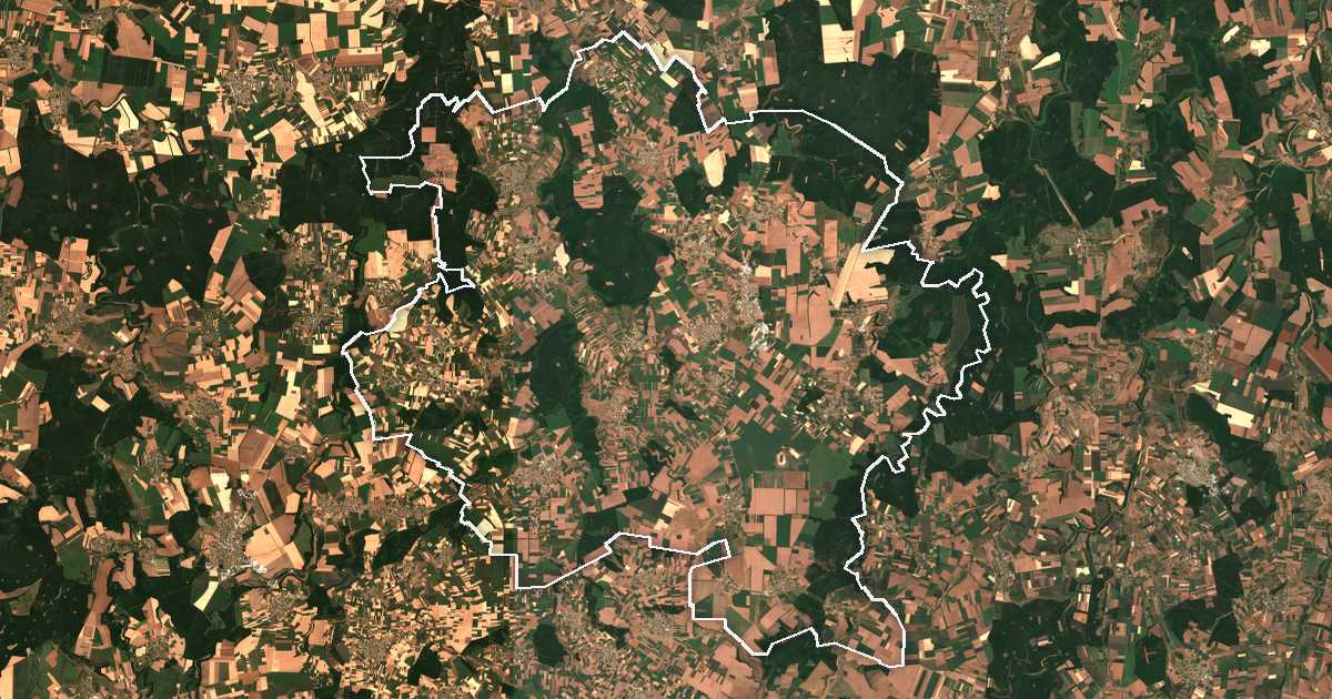 Satellitenbild mit eingezeichneter Grenze: Dulovo