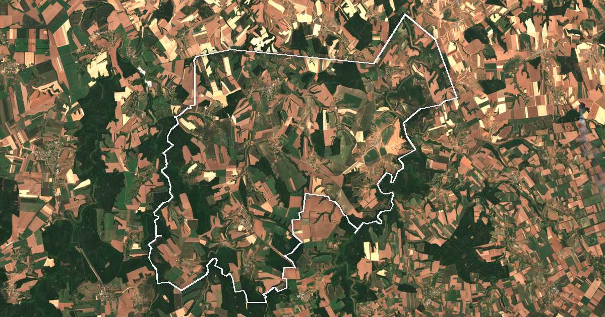 Satellitenbild mit eingezeichneter Grenze: Kajnardža