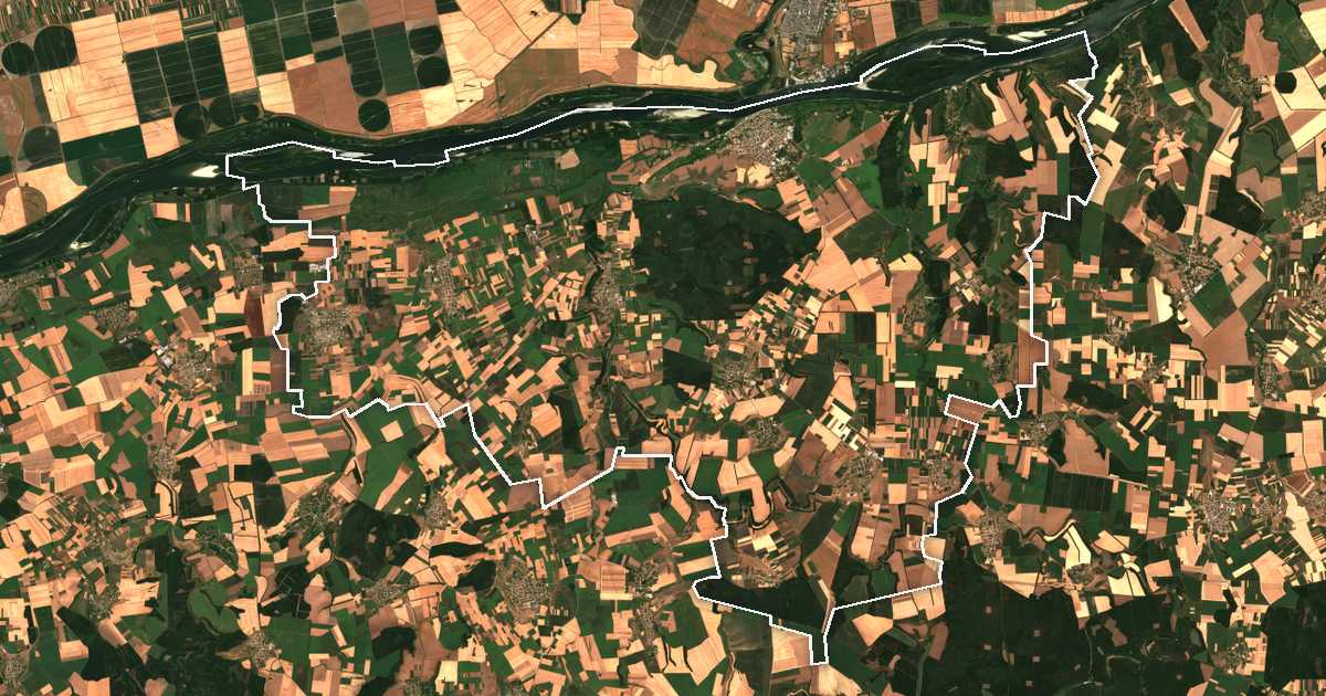 Satellitenbild mit eingezeichneter Grenze: Tutrakan