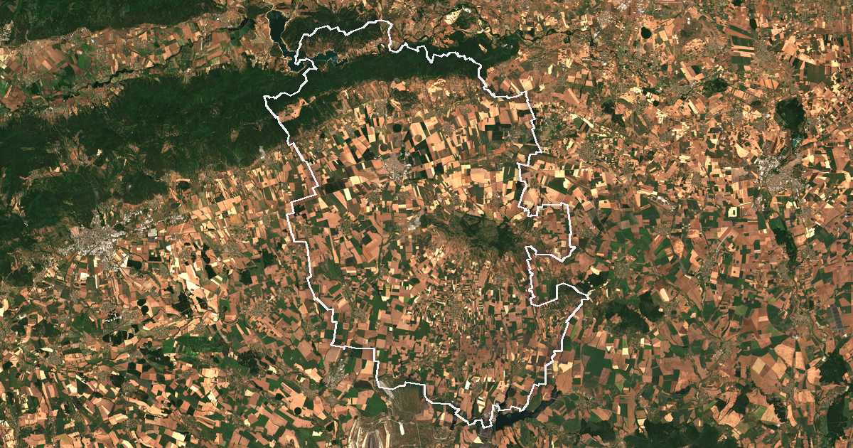 Satellitenbild mit eingezeichneter Grenze: Nowa Zagora
