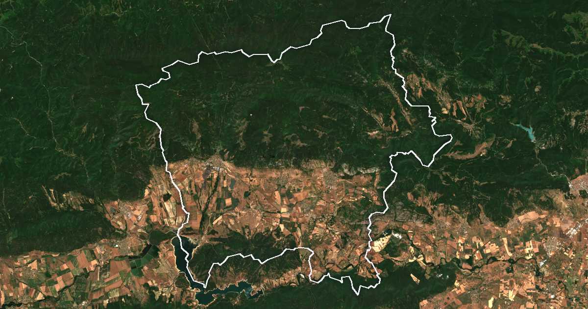 Satellitenbild mit eingezeichneter Grenze: Twardiza