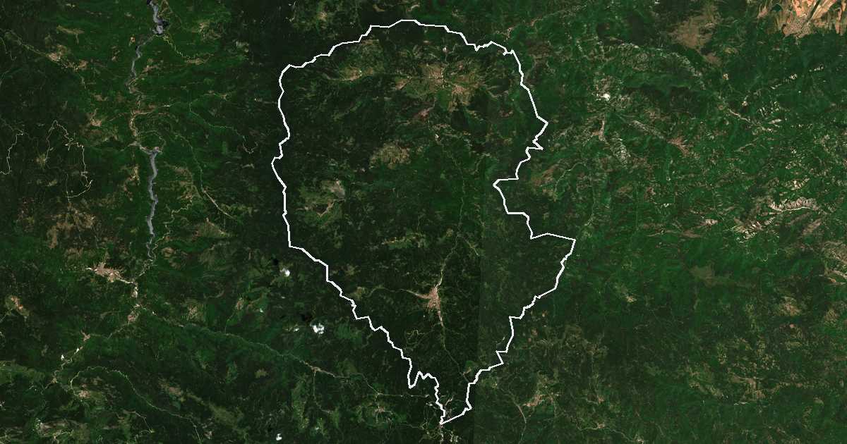 Satellitenbild mit eingezeichneter Grenze: Čepelare