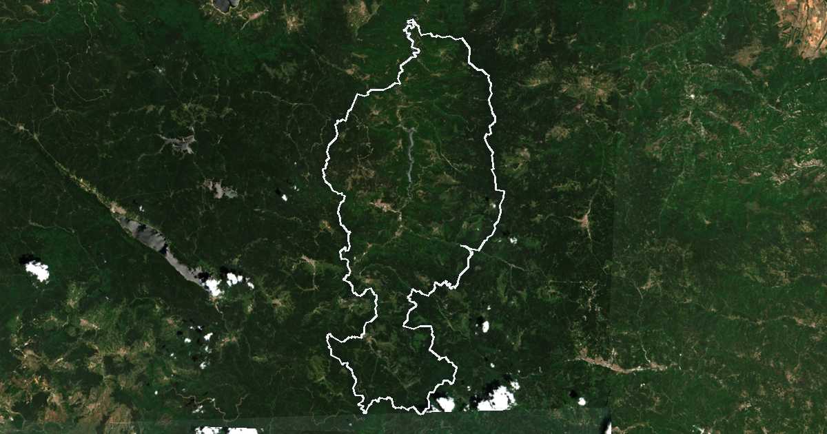 Satellitenbild mit eingezeichneter Grenze: Devin