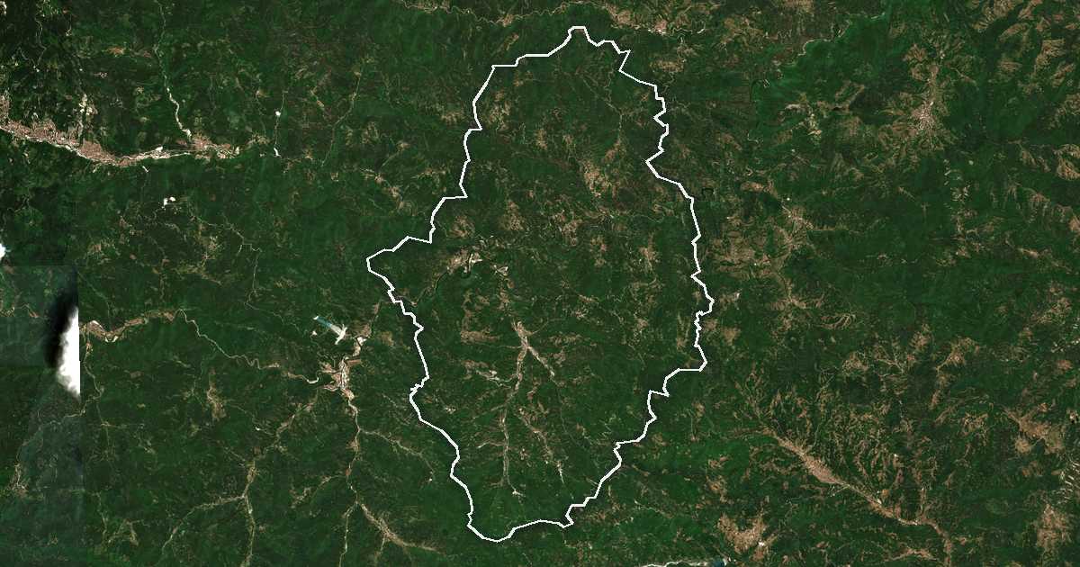 Satellitenbild mit eingezeichneter Grenze: Madan
