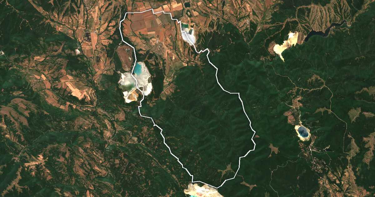 Satellitenbild mit eingezeichneter Grenze: Čavdar