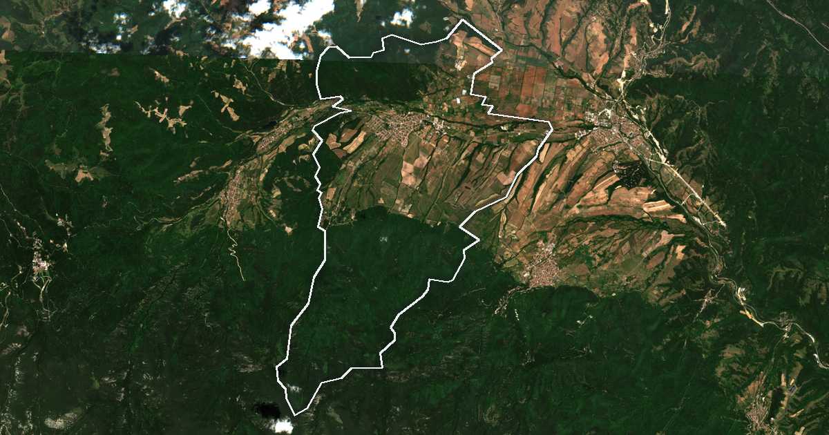Satellitenbild mit eingezeichneter Grenze: Dolna Banja