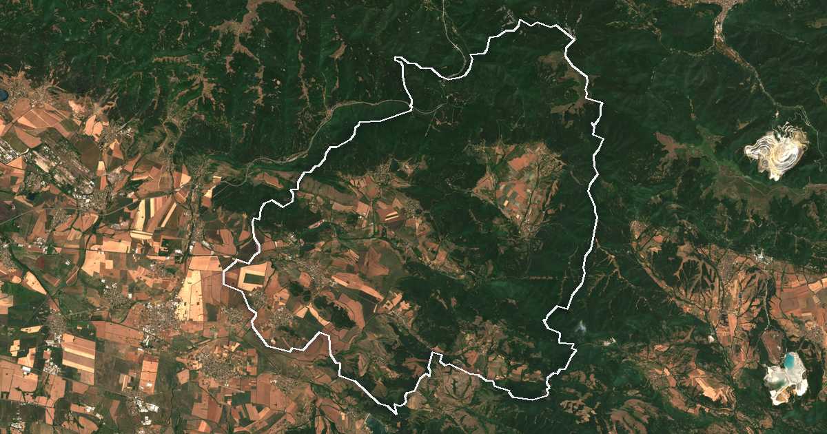 Satellitenbild mit eingezeichneter Grenze: Gorna Malina