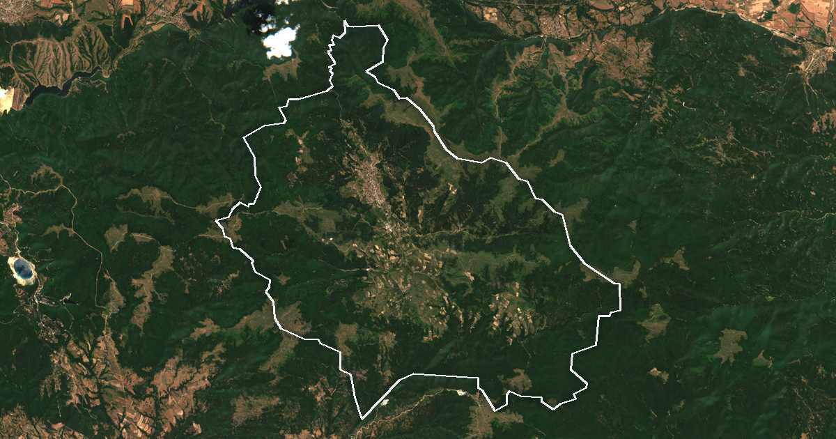 Satellitenbild mit eingezeichneter Grenze: Koprivštica