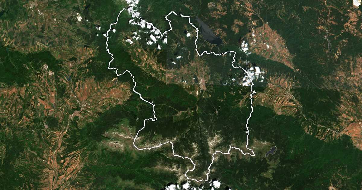 Satellitenbild mit eingezeichneter Grenze: Samokov