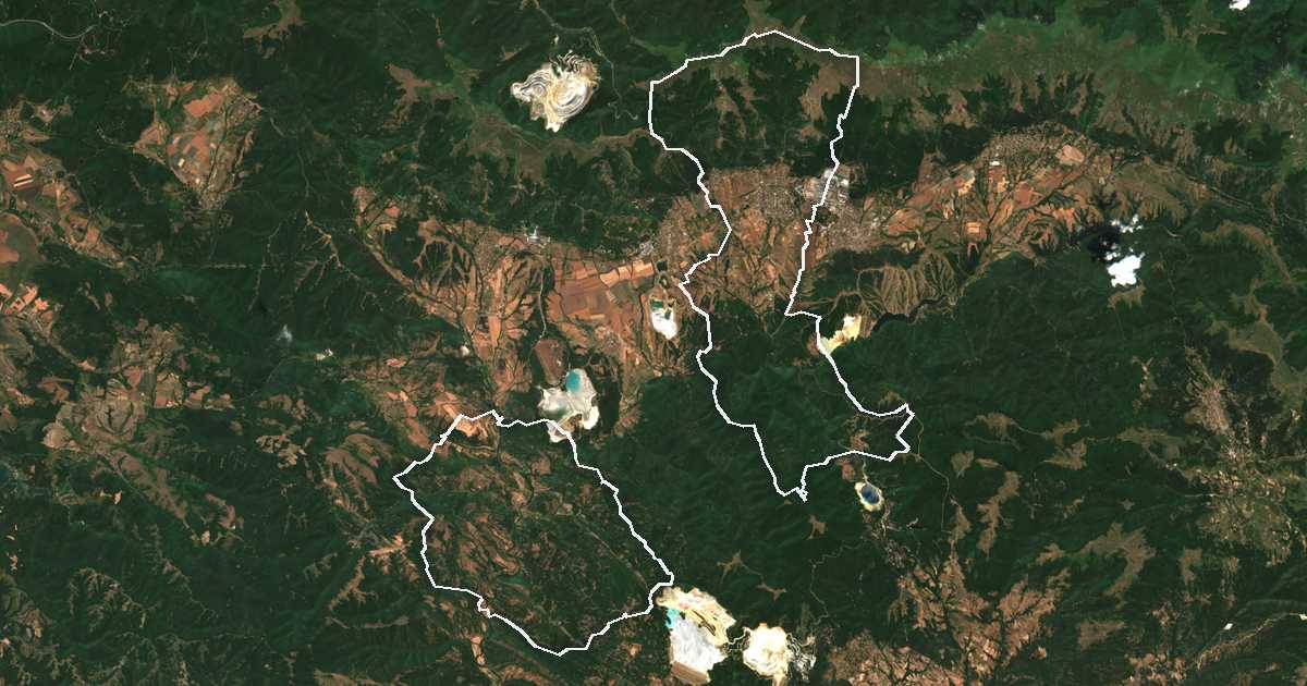 Satellitenbild mit eingezeichneter Grenze: Zlatica