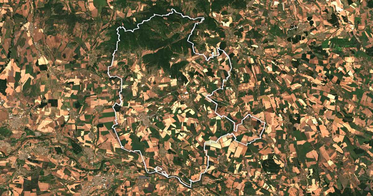 Satellitenbild mit eingezeichneter Grenze: Čirpan