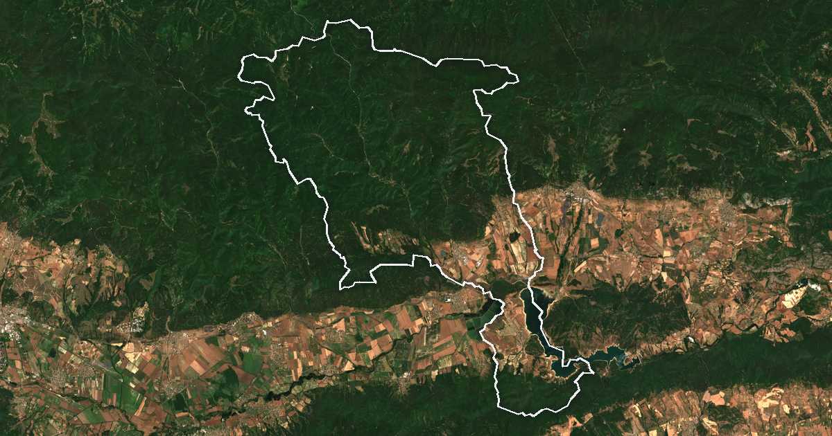 Satellitenbild mit eingezeichneter Grenze: Gurkovo