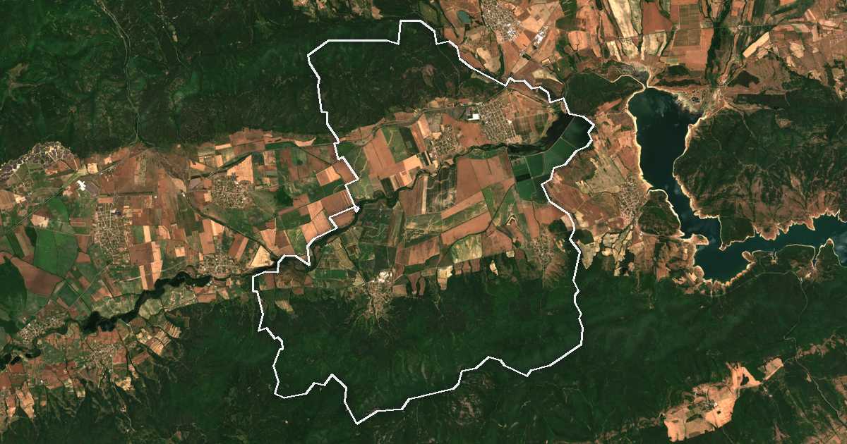 Satellitenbild mit eingezeichneter Grenze: Nikolaevo
