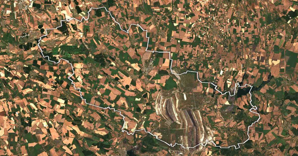 Satellitenbild mit eingezeichneter Grenze: Radnevo