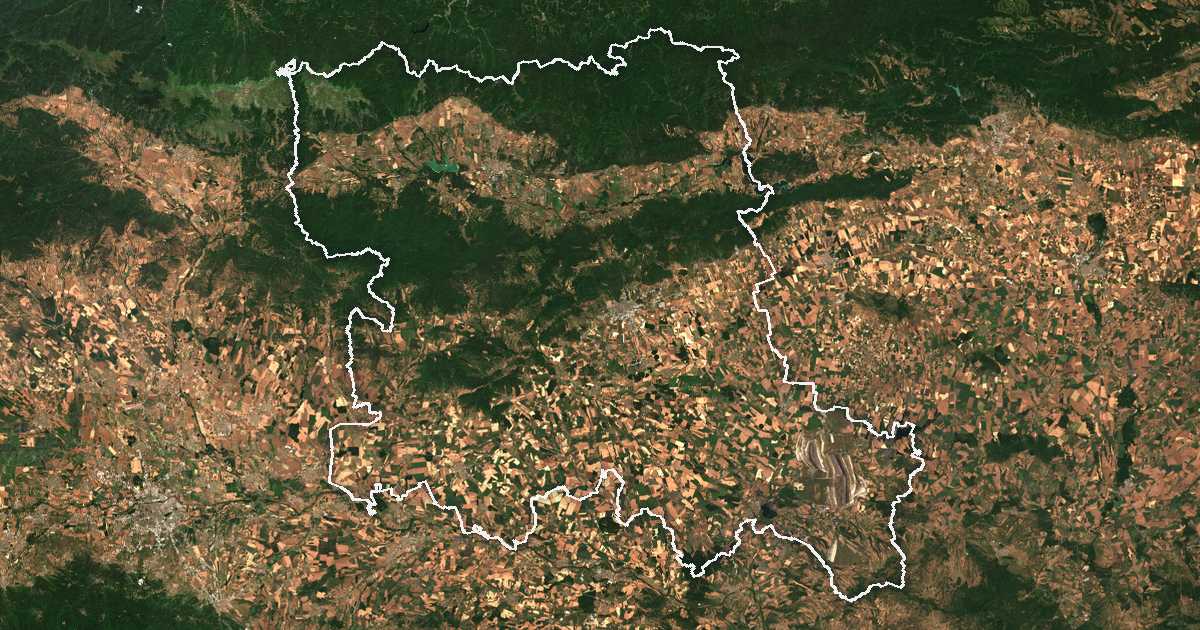 Satellitenbild mit eingezeichneter Grenze: Oblast Stara Sagora