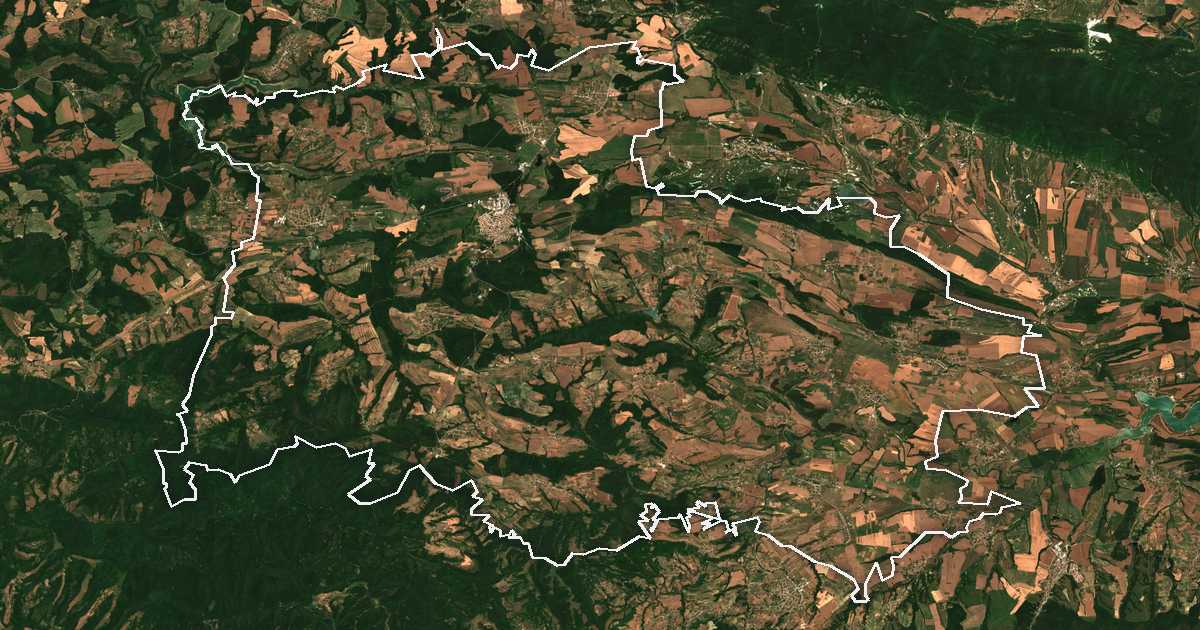 Satellitenbild mit eingezeichneter Grenze: Omurtag