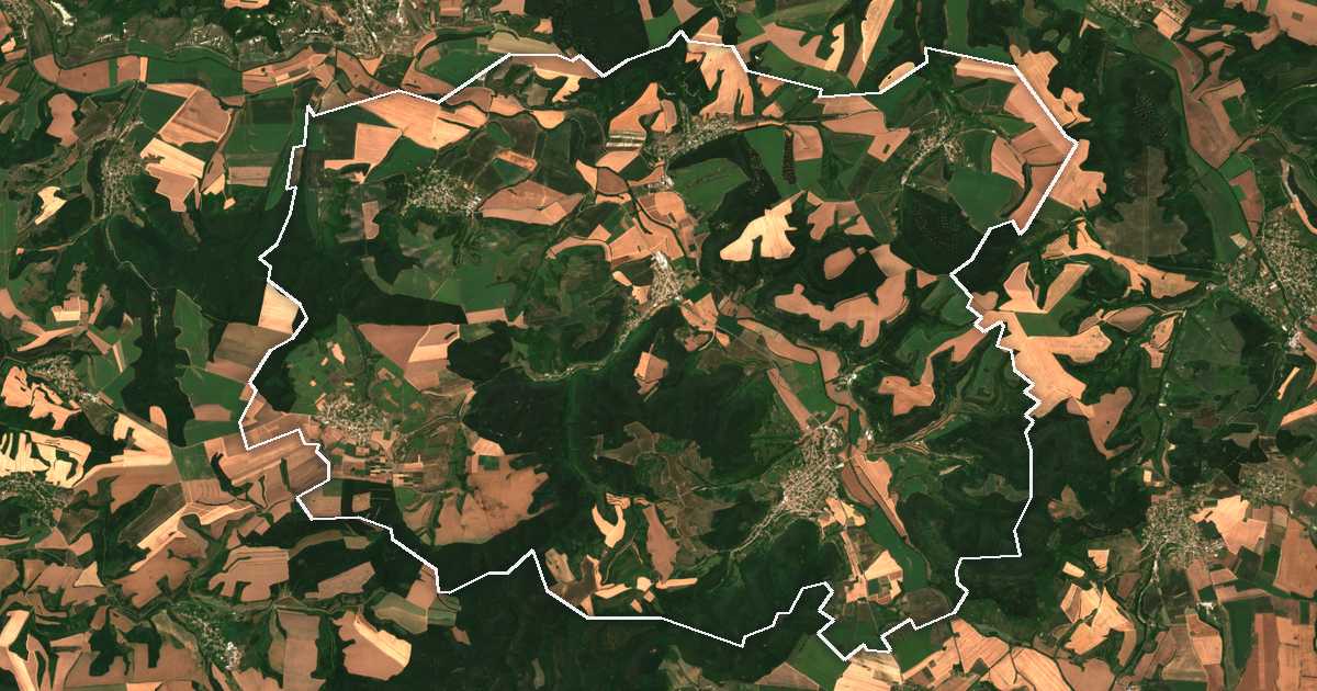 Satellitenbild mit eingezeichneter Grenze: Opaka