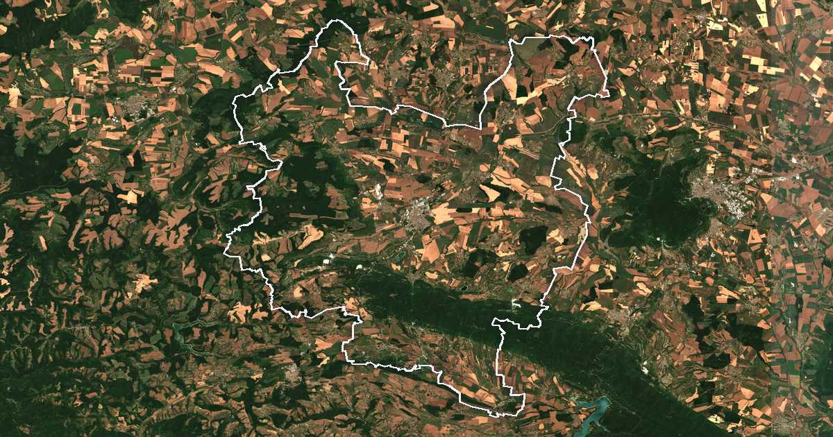 Satellitenbild mit eingezeichneter Grenze: Tǎrgovište