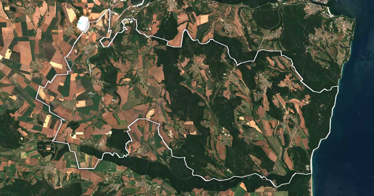 Satellitenbild mit eingezeichneter Grenze: Avren