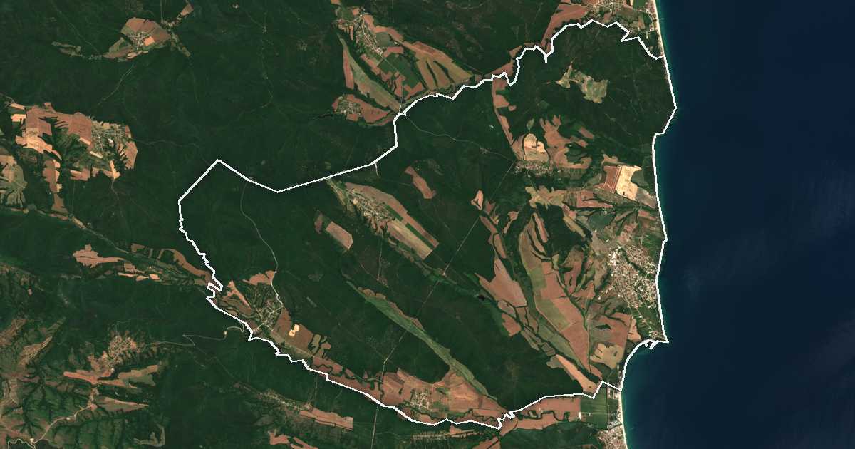 Satellitenbild mit eingezeichneter Grenze: Bjala (Varna)