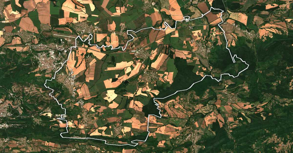 Satellitenbild mit eingezeichneter Grenze: Lyaskovets