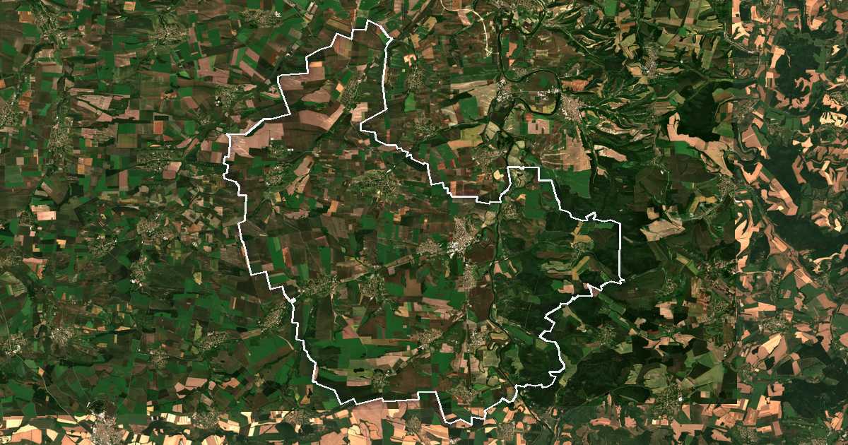 Satellitenbild mit eingezeichneter Grenze: Polski Trǎmbeš