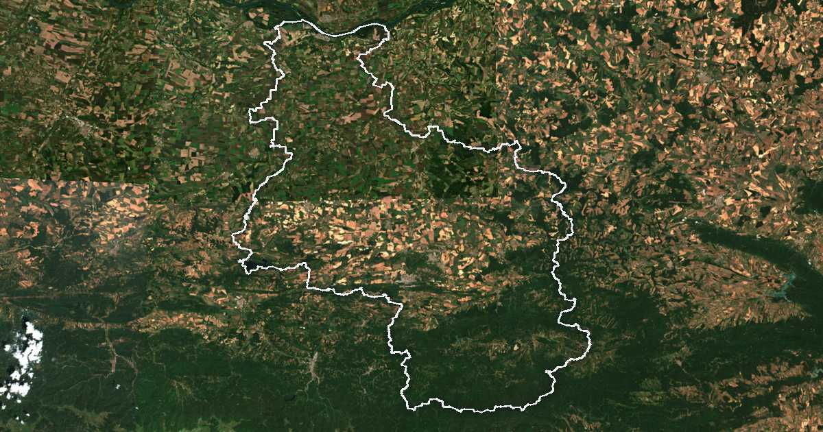 Satellitenbild mit eingezeichneter Grenze: Oblast Weliko Tarnowo