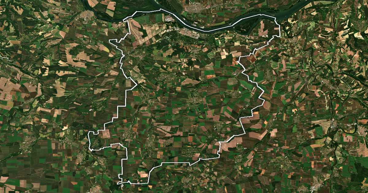 Satellitenbild mit eingezeichneter Grenze: Svištov