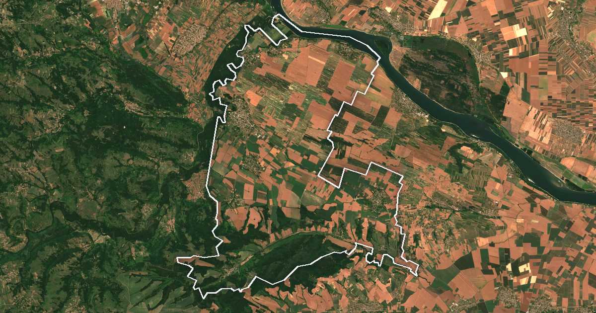 Satellitenbild mit eingezeichneter Grenze: Bregovo