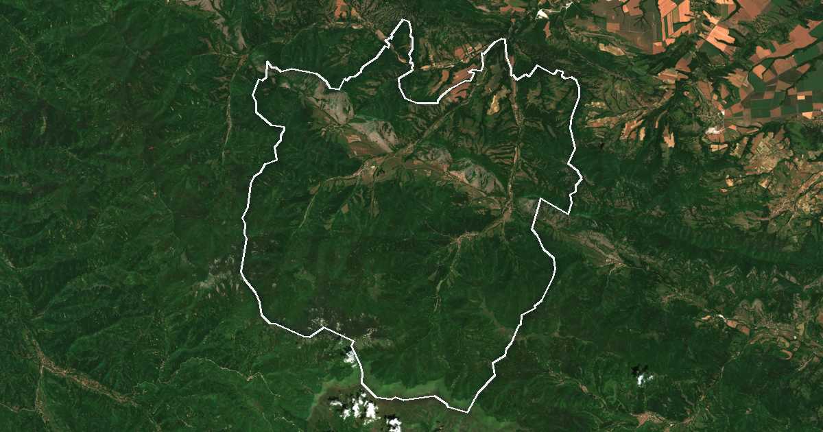Satellitenbild mit eingezeichneter Grenze: Čuprene
