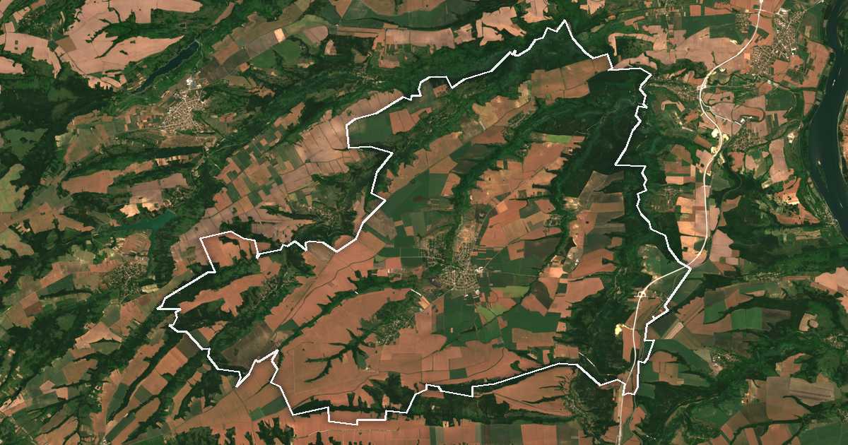 Satellitenbild mit eingezeichneter Grenze: Gramada