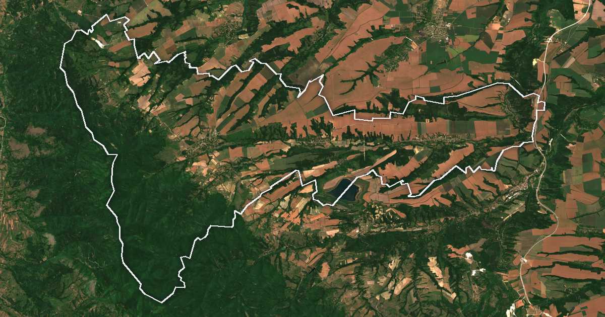 Satellitenbild mit eingezeichneter Grenze: Makreš