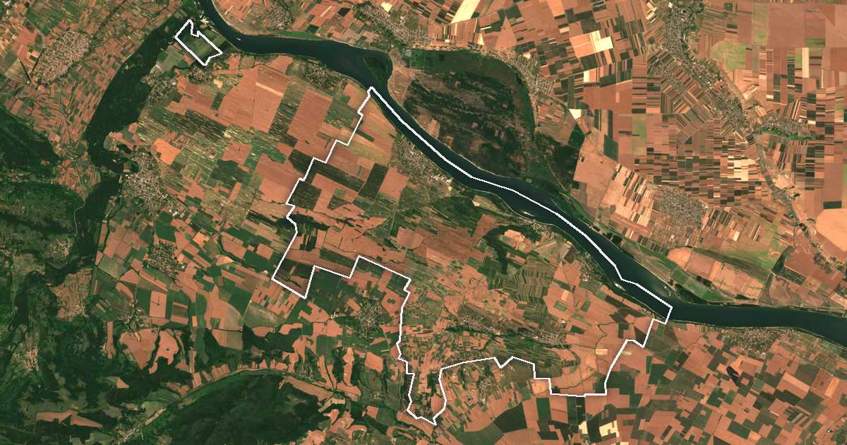 Satellitenbild mit eingezeichneter Grenze: Novo Selo