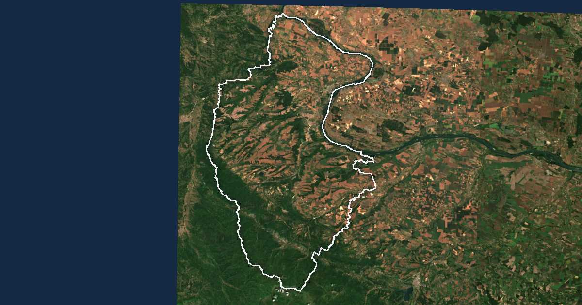 Satellitenbild mit eingezeichneter Grenze: Oblast Widin