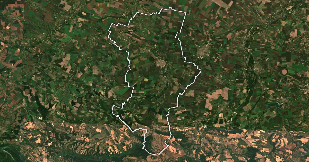 Satellitenbild mit eingezeichneter Grenze: Bjala Slatina