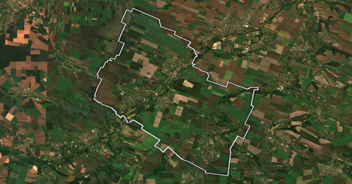 Satellitenbild mit eingezeichneter Grenze: Hajredin