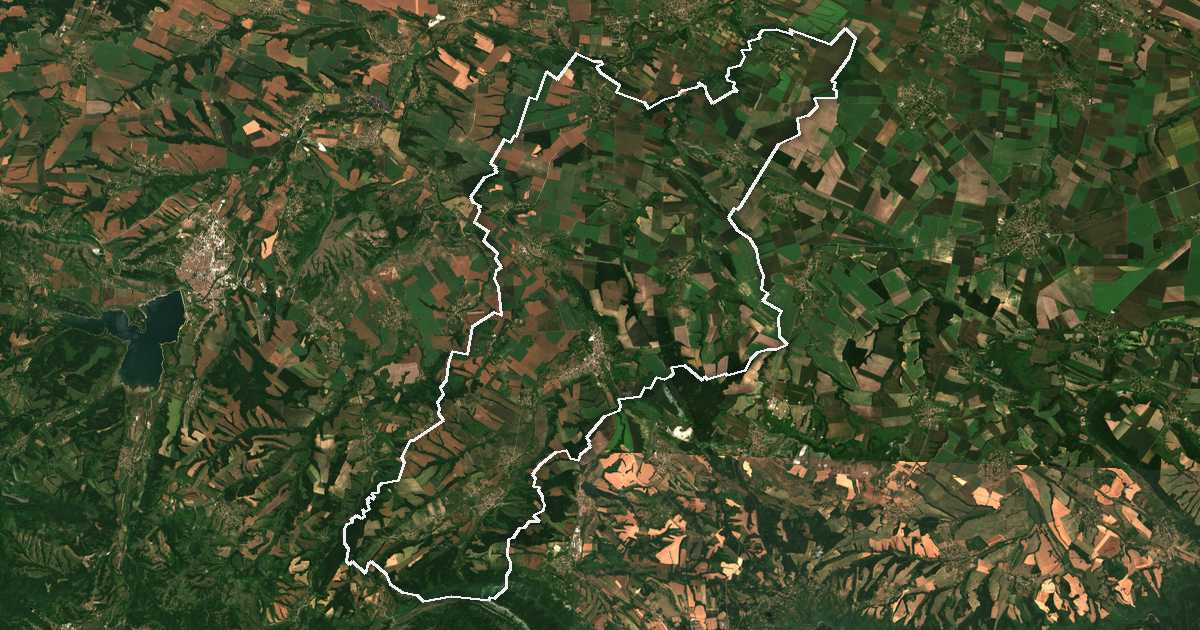 Satellitenbild mit eingezeichneter Grenze: Krivodol