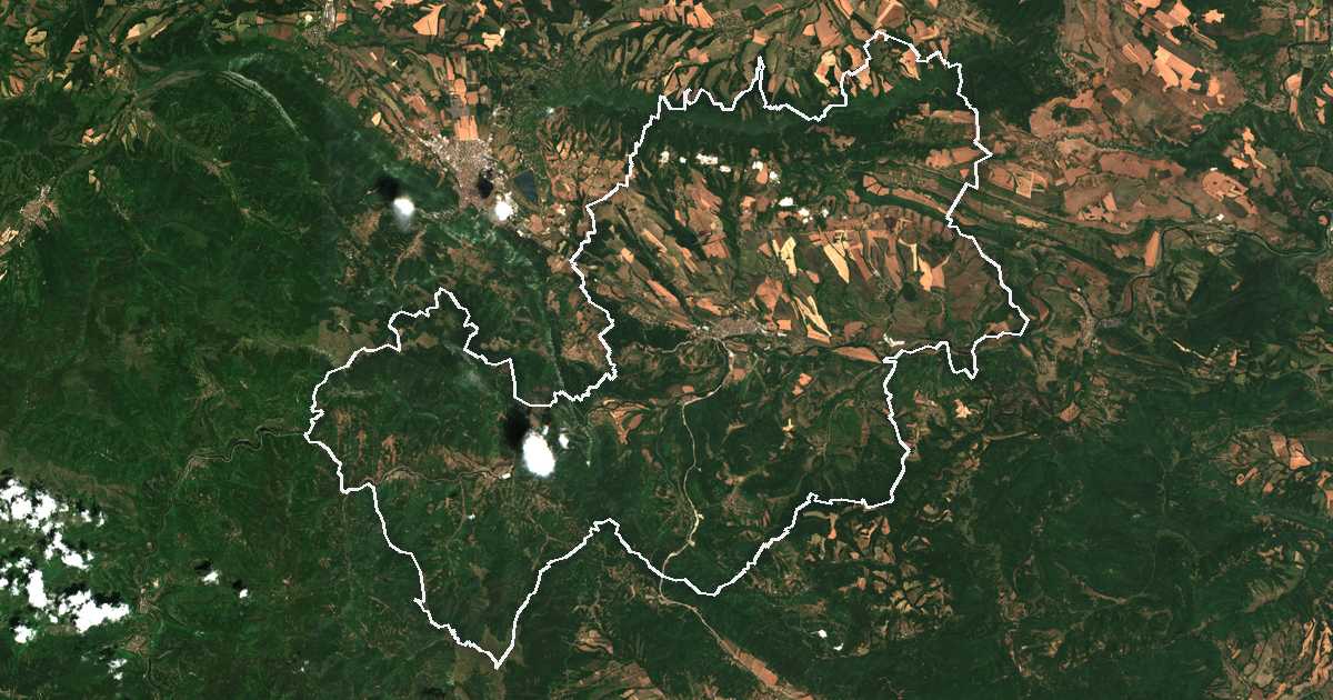Satellitenbild mit eingezeichneter Grenze: Mezdra
