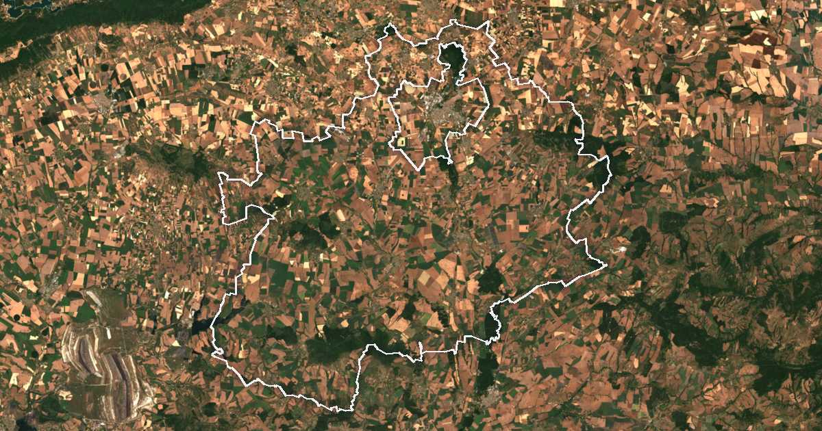 Satellitenbild mit eingezeichneter Grenze: Tundscha